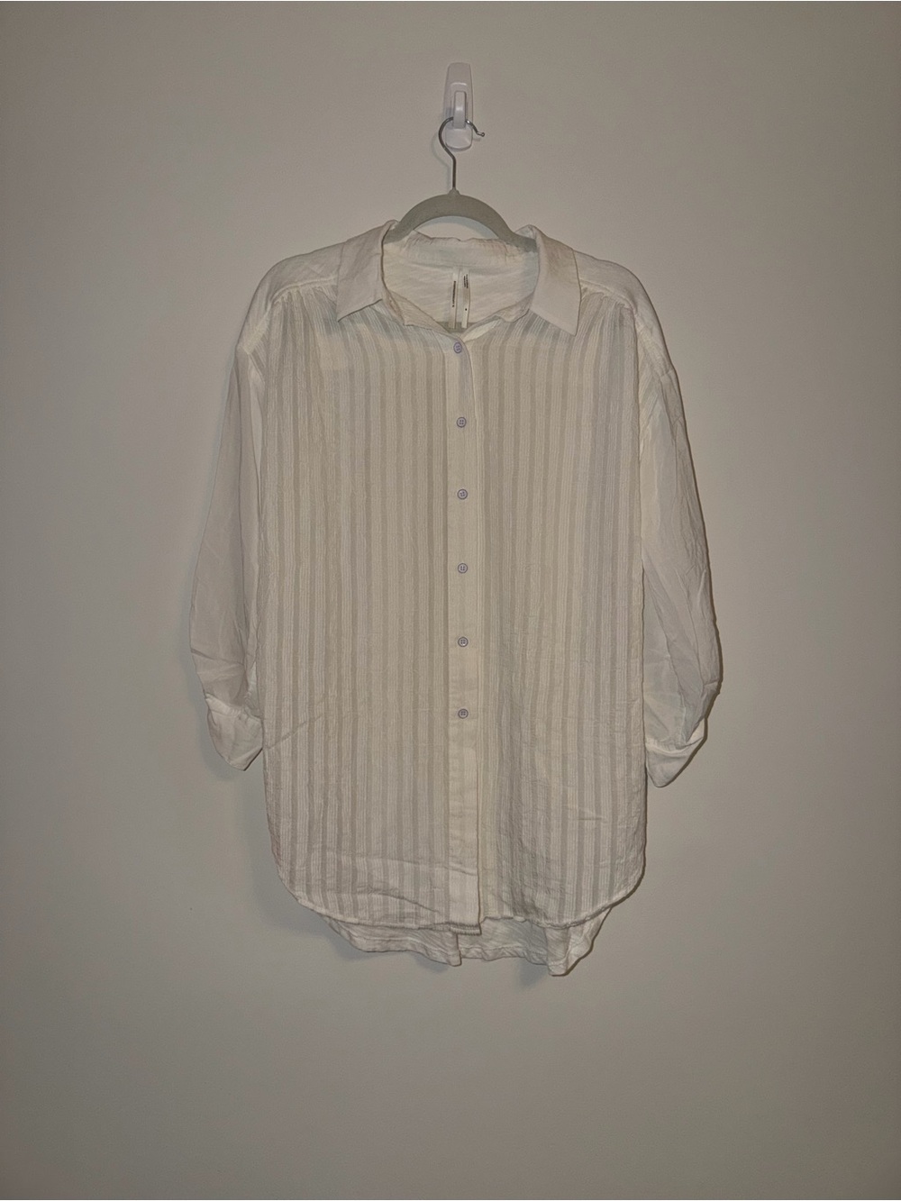 Anthropologie cream sheer textured button down shabby chic western costal m - Picture 2 of 8